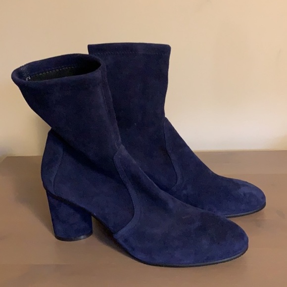 Stuart Weitzman “Margot” Blue Suede Ankle Boots - Women’s Size 7.5 - Picture 4 of 8